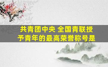 共青团中央 全国青联授予青年的最高荣誉称号是